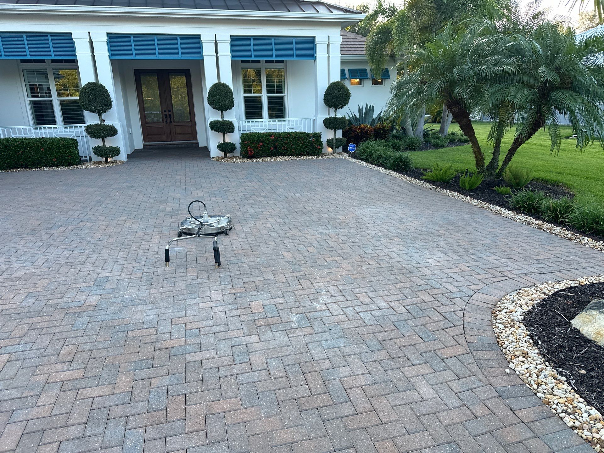 Paver Driveway Cleaning in Winding River Community, Bradenton, FL by Sunshine AquaWash