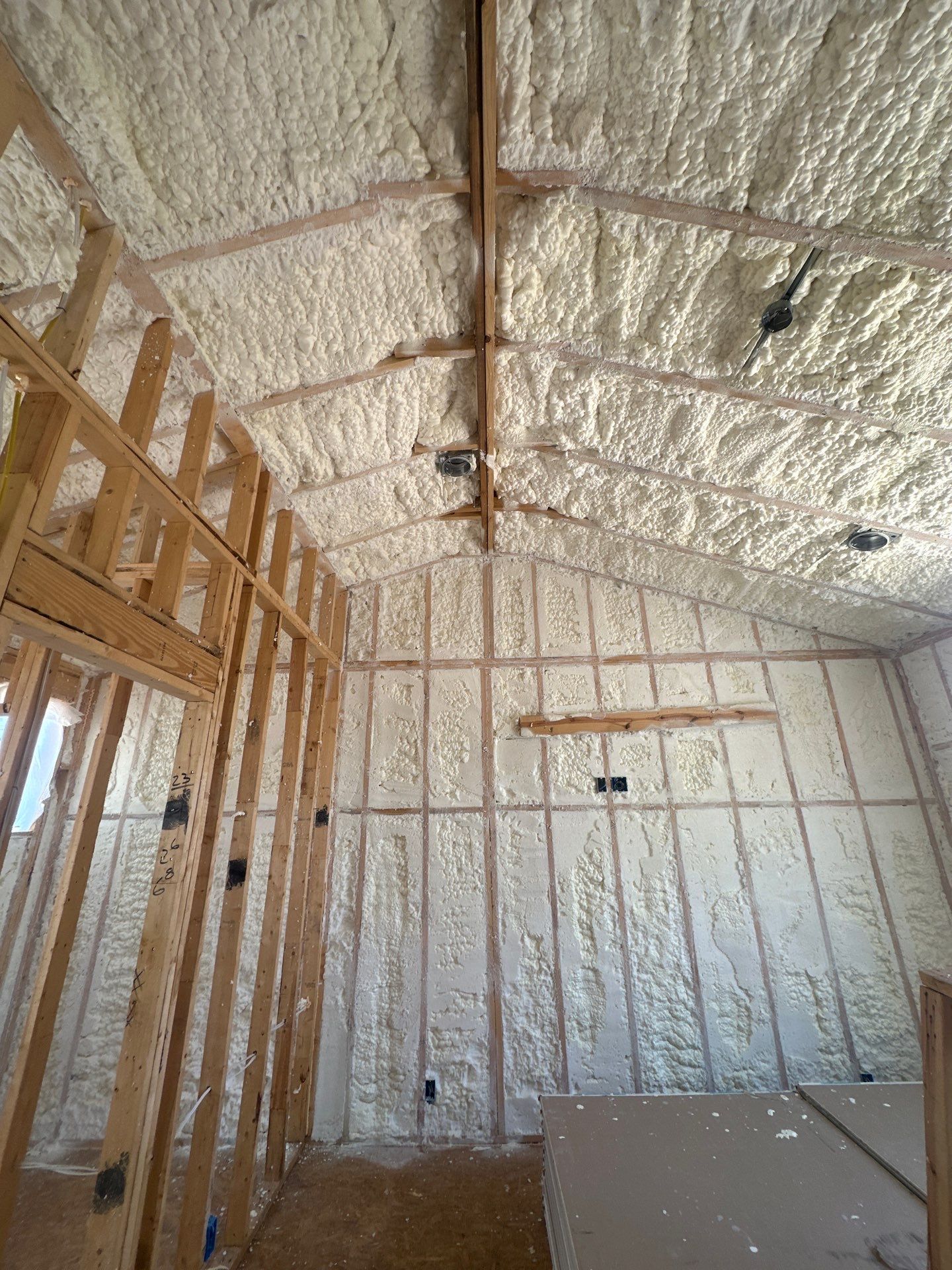 Full encapsulation with open cell spray foam on this custom home in Dallas by Apex Insulation Solutions