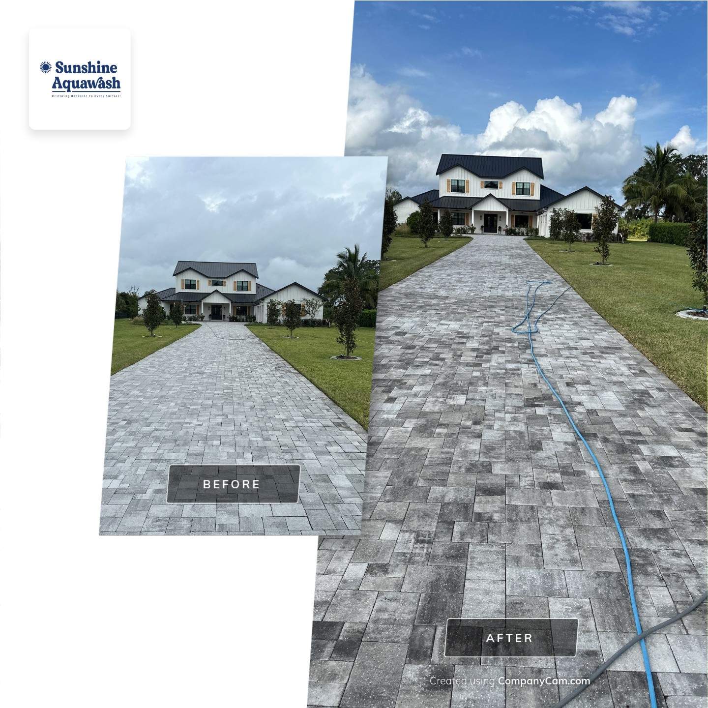 Complete Two-Story House Wash and Driveway Cleaning in Winding River Community, Bradenton, FL by Sunshine AquaWash