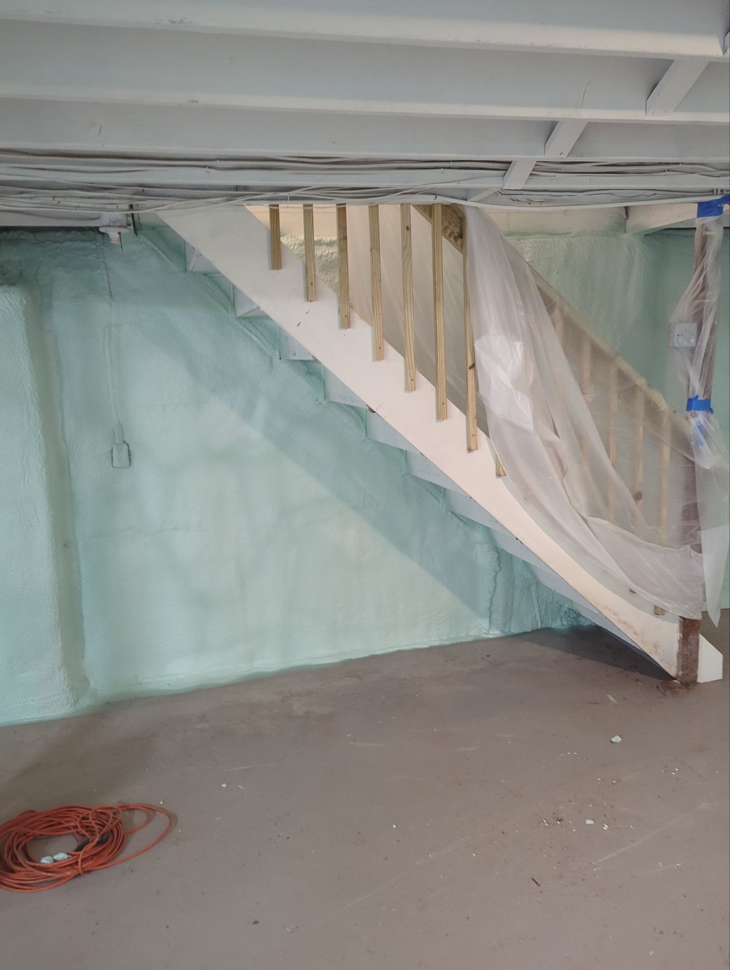 Basement Exterior Walls using Closed Cell Spray Foam by NYS Foam & Energy