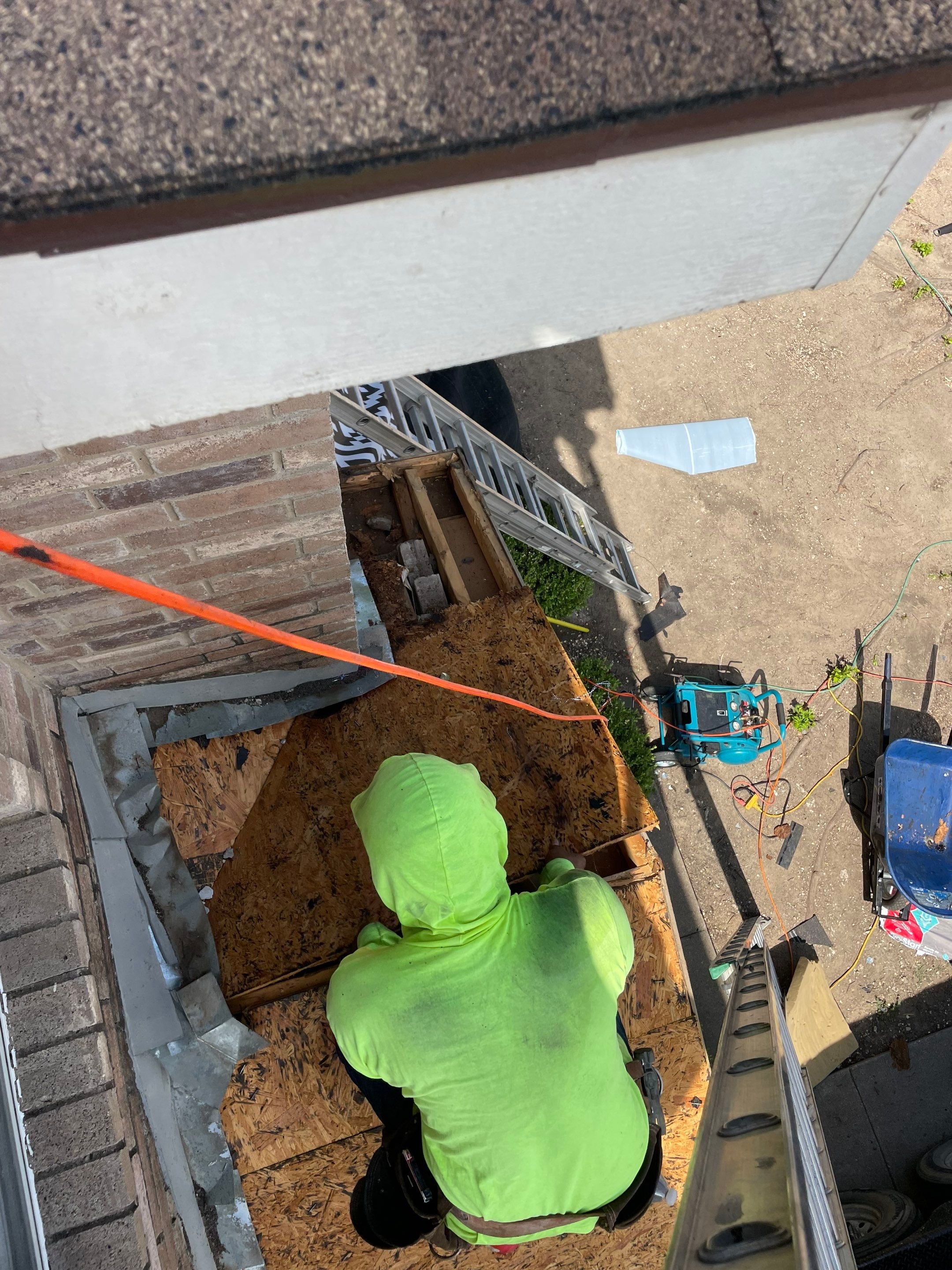 Full Roof Replacement, Chimney Rebuild and Interior Damage Replacement by First United Roofing & Construction