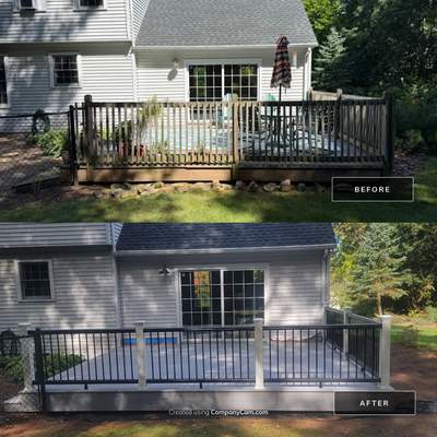 Deck replacement using Trex lineage Rainier and Black and White Transcend railings