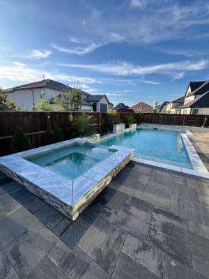 Modern Geometric Pool with Raised Spa