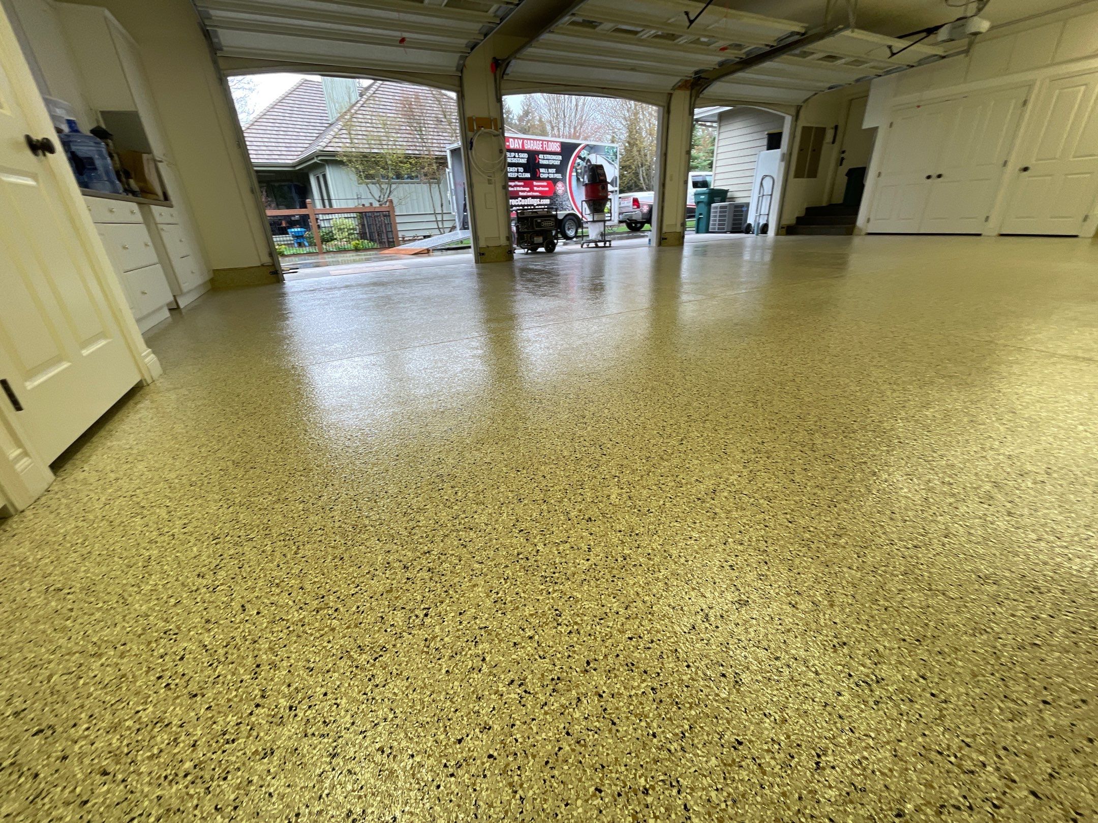 Garage Transformation using Driftwood Colorway by Croc Coatings, LLC
