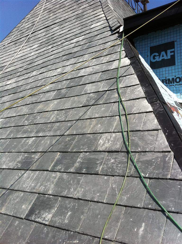 Historic Building ROOF REPLACEMNT with GAF TruSlate  on steep slop and Versico 60mil TPO on flat roof by Gorilla Exteriors Contracting, LLC