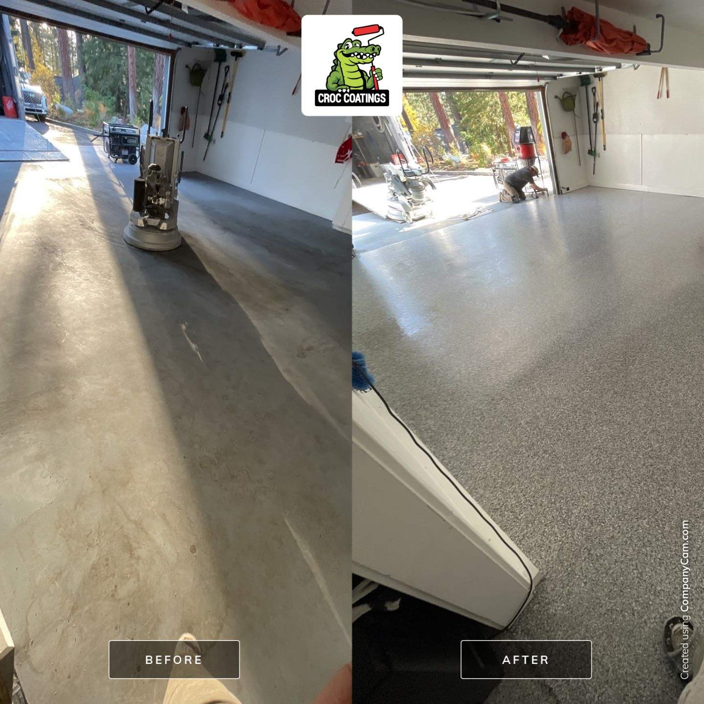 Garage Transformation using Slate Stone by Croc Coatings, LLC