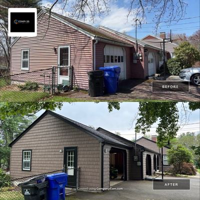 Full Exterior Renovation in Hudson, NH | OC Onyx Black Roof, Cedar Impressions Siding & Window Replacement