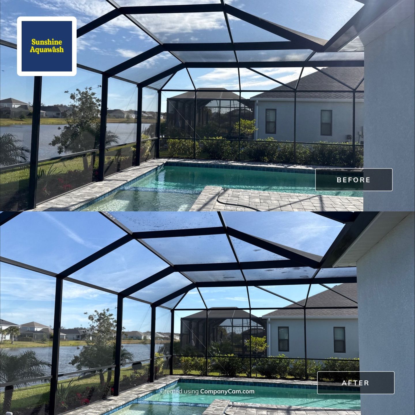 Pool Cage Screen Enclosure Cleaning in Canoe Creek – Parrish, FL by Sunshine AquaWash