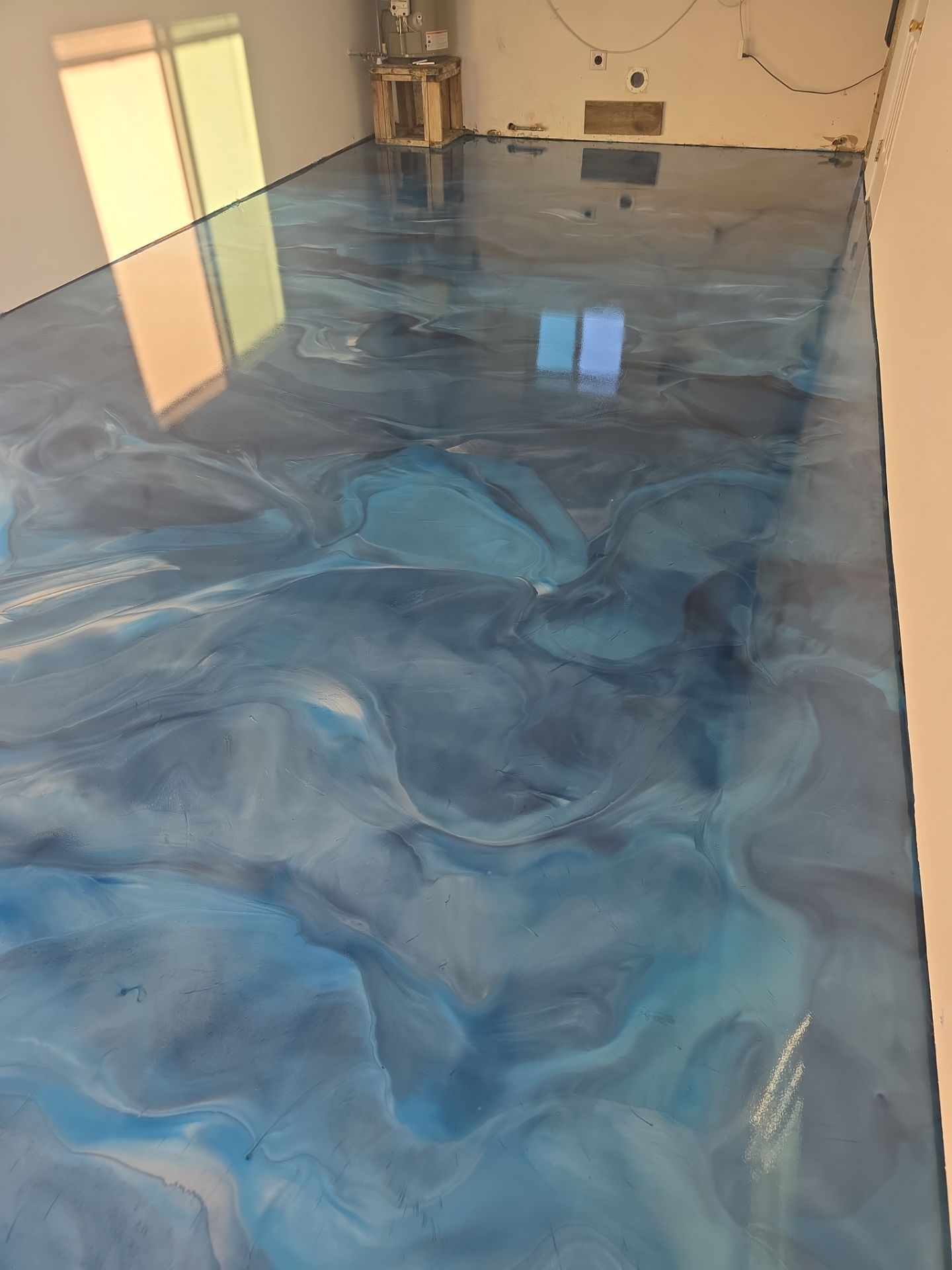 Custom Blue Metallic Epoxy Floor Coating for Atascadero Garage by MGP Coatings