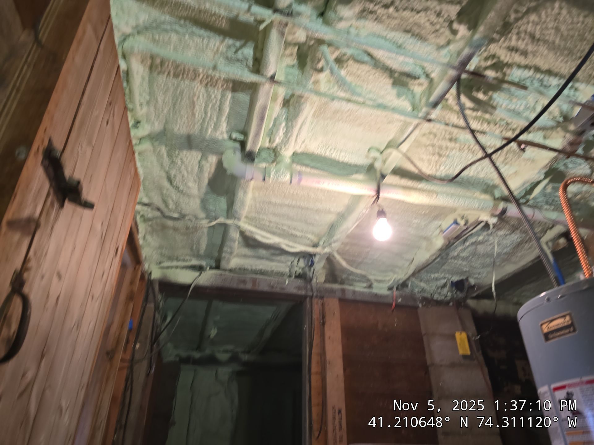 Basement Ceiling using Closed Cell Spray Foam by NYS Foam & Energy