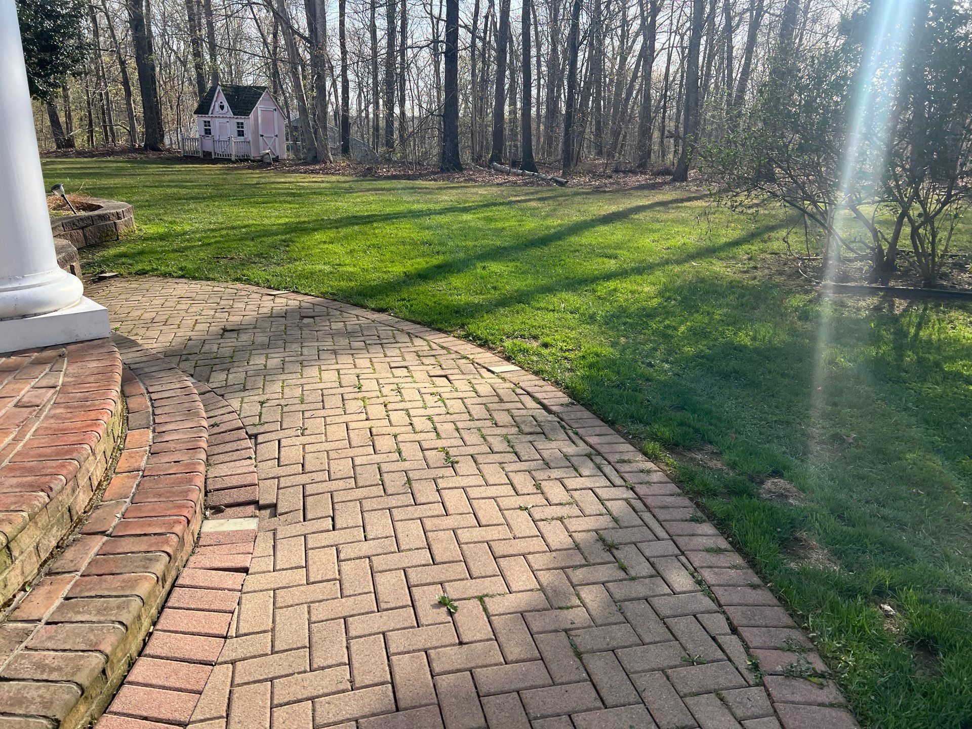 Lawn Care Visit at a Colonial-Style Home in Guilford, CT by Diamond Image LLC