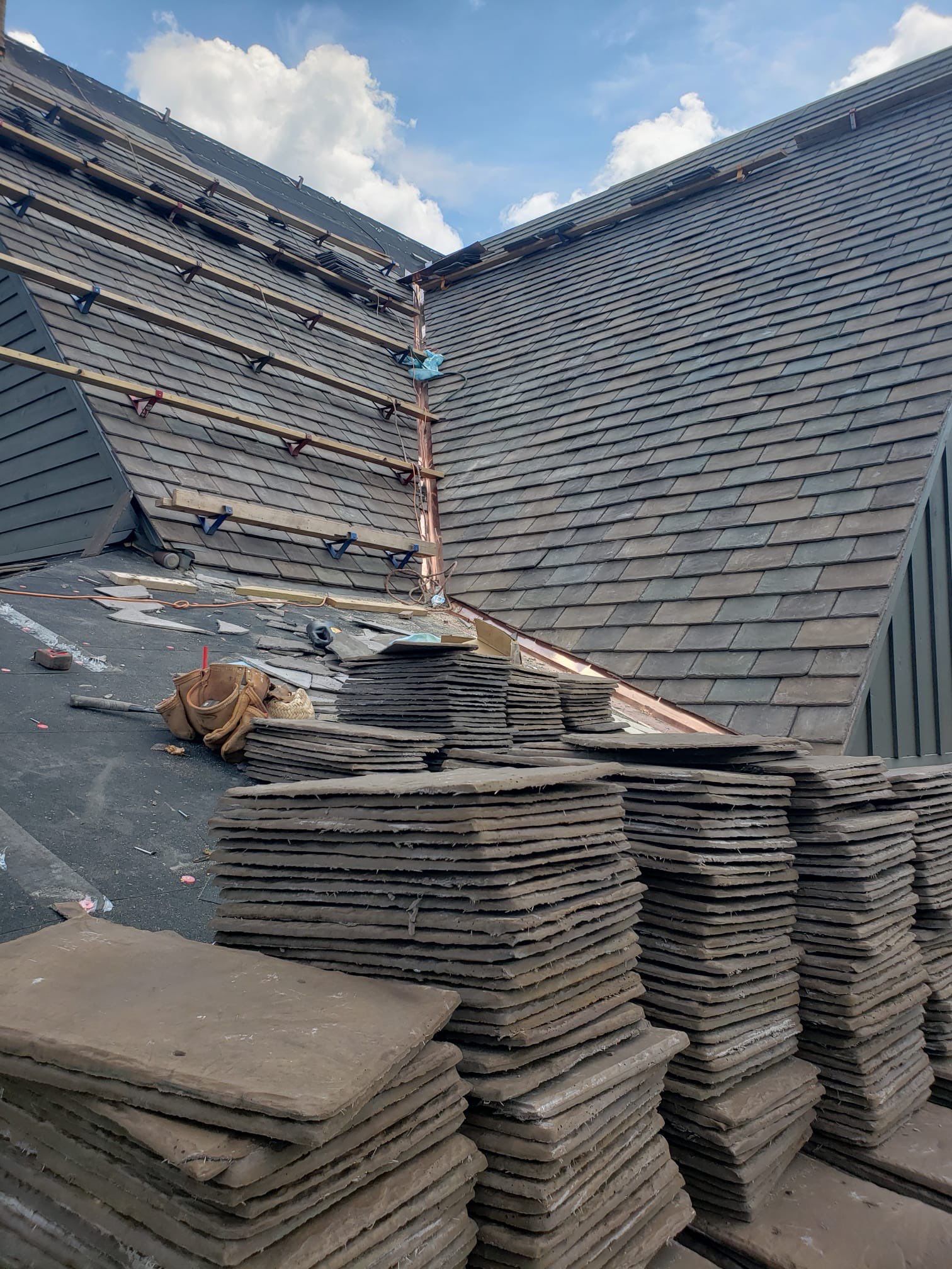 Residential Roof Replacement using Vermont Slate by Mosaic Roofing Company