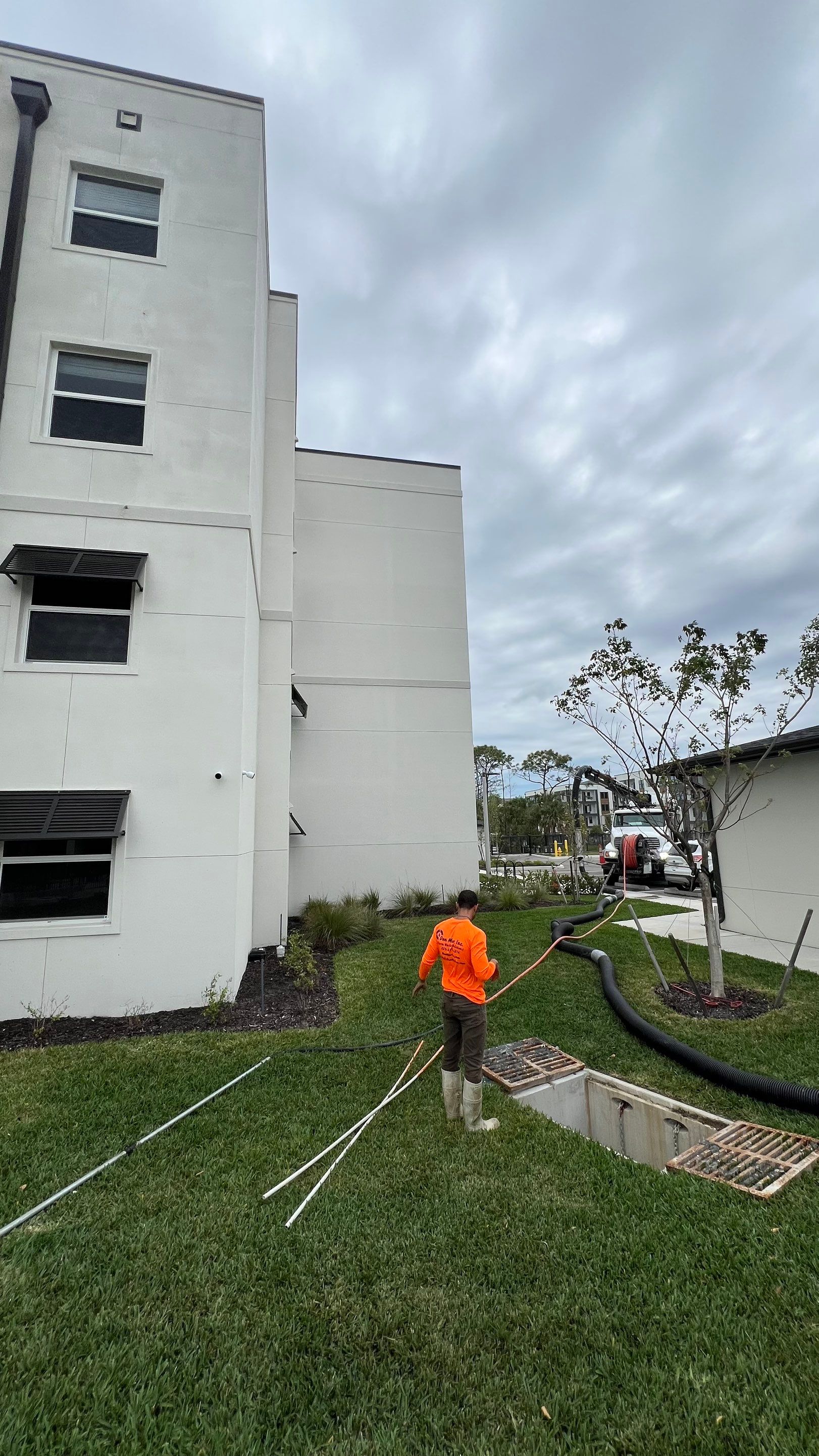 New Construction Apartment Complex Catch Basin Cleaning by APS Power & Water