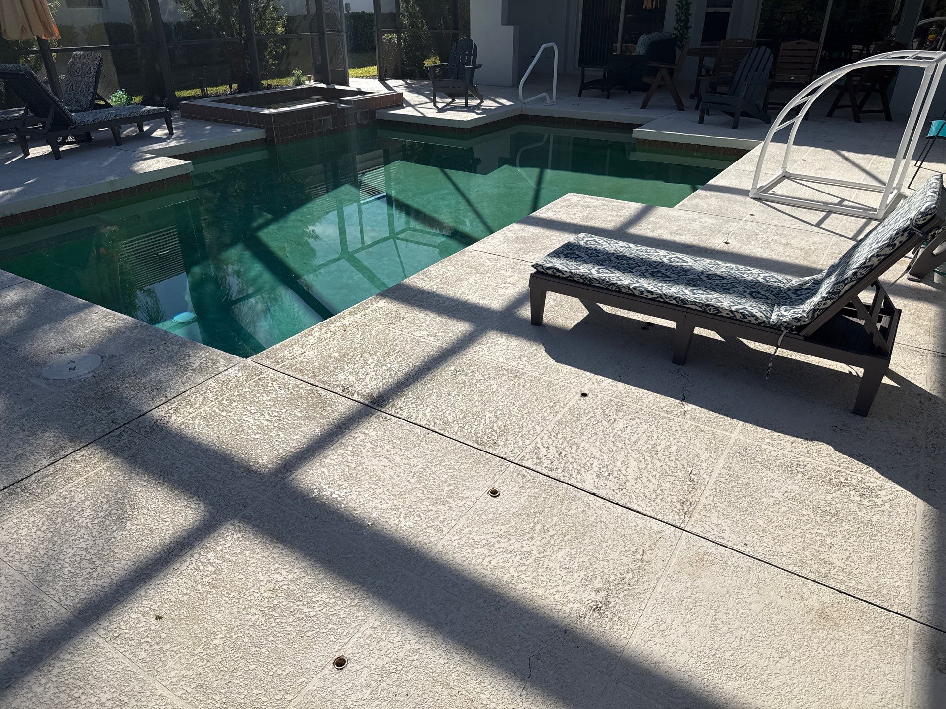 Painted Pool Deck, Lanai & Pool Cage Cleaning in River Club South – Bradenton, FL by Sunshine AquaWash