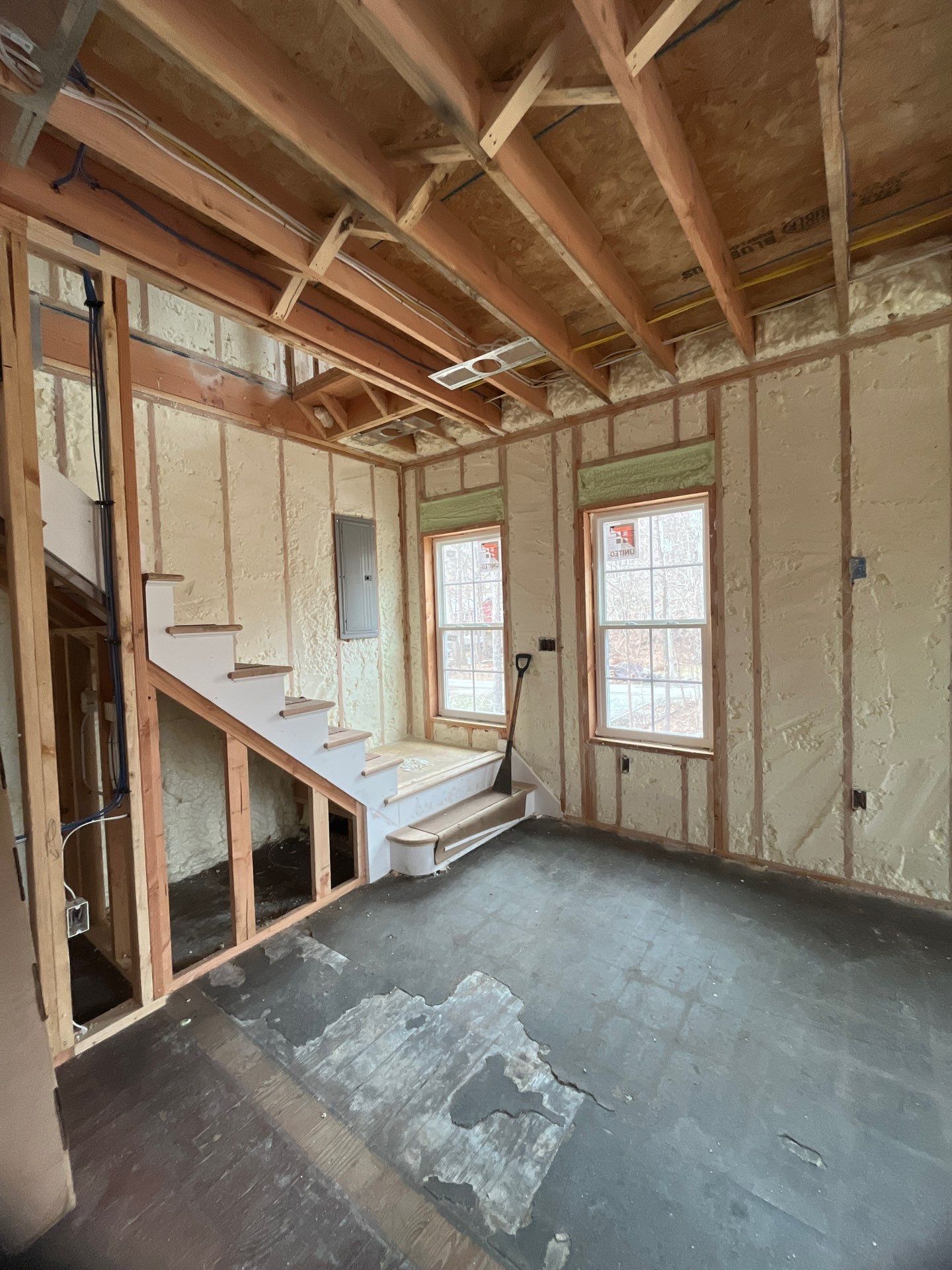 Basement Ceiling using Closed Cell Spray Foam by NYS Foam & Energy