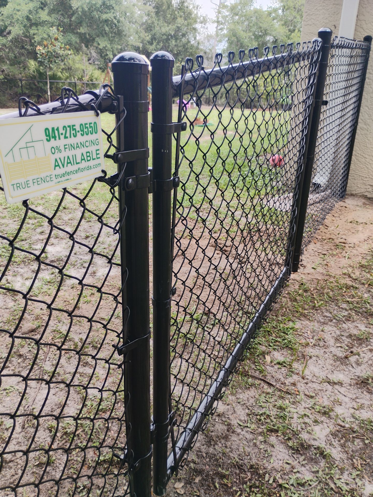 Residential Black Chain-Link Fence Installation in North Port by True Fence LLC