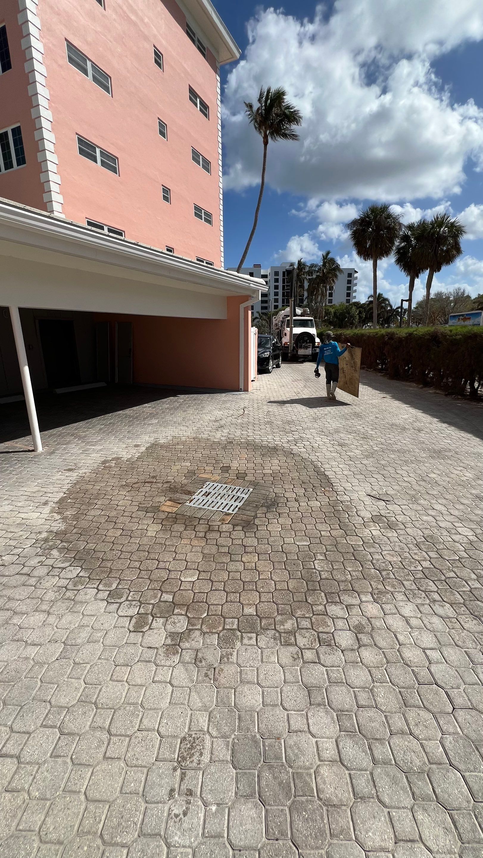 Catch Basin Cleaning After Hurricane Milton Naples Condo by APS Power & Water