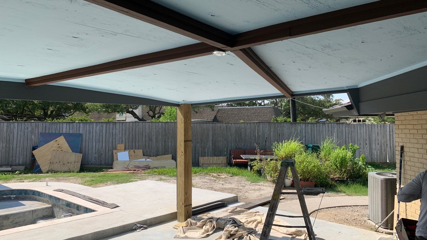 Beautiful pool side build by Bayfront Roofing and Construction