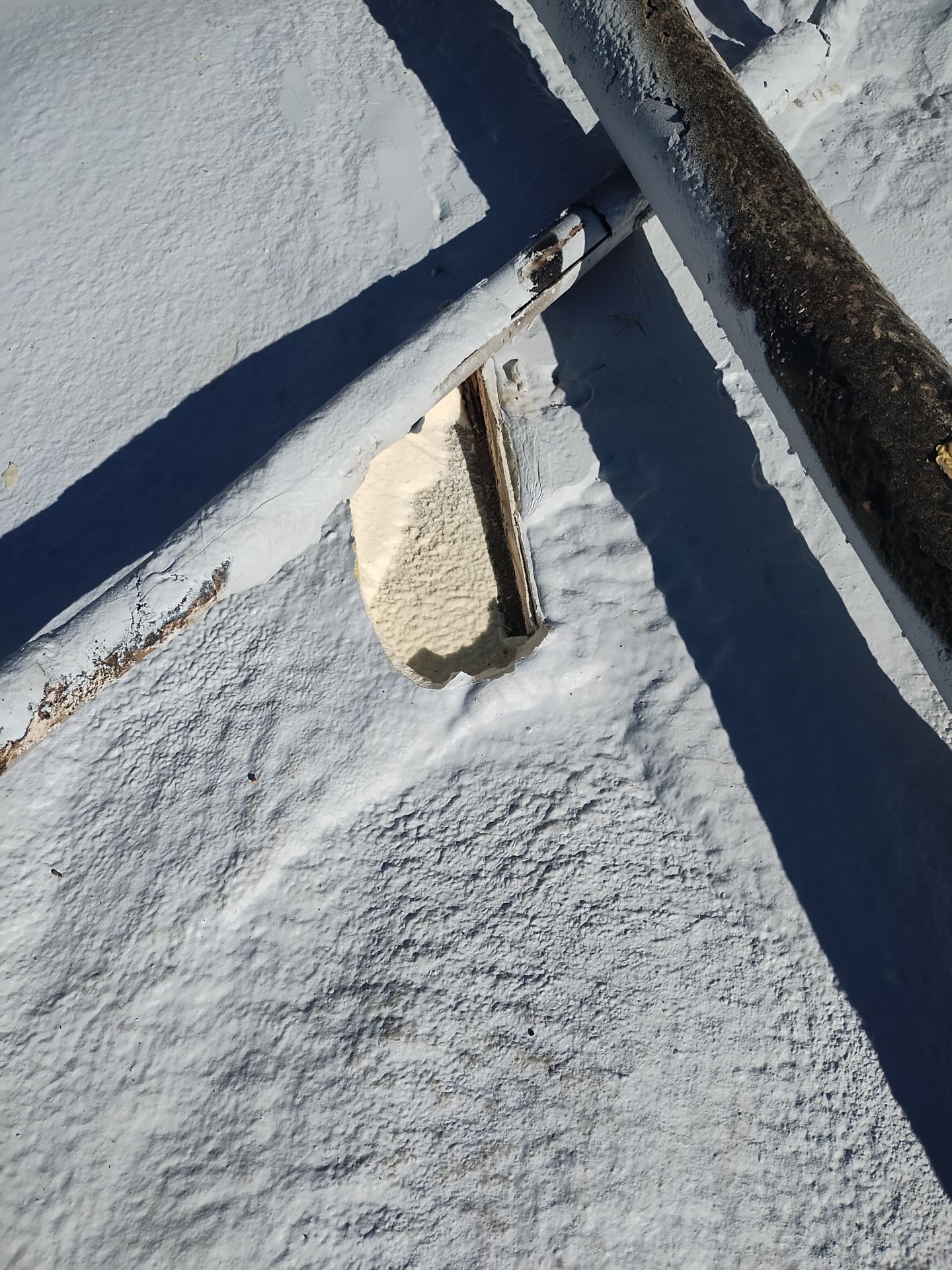 Spray foam and coatings using General Coatings acrylic coatings and spray foam by Straight Edge Roofing Inc