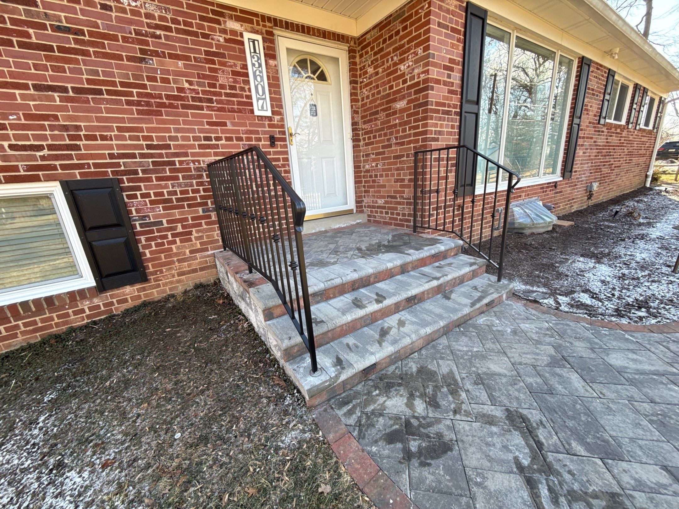 Custom Exterior Iron Railing with Ornamental Detail by Capitol Iron Works