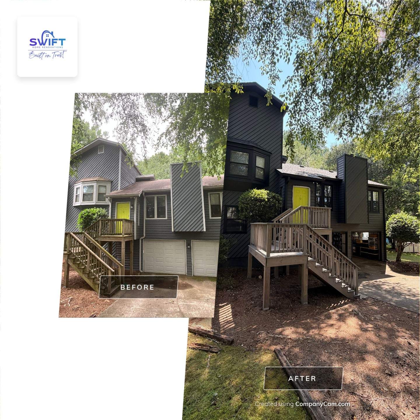 Dark Grey Exterior Painting and Front Door Refresh in Marietta by Swift Home Renovations