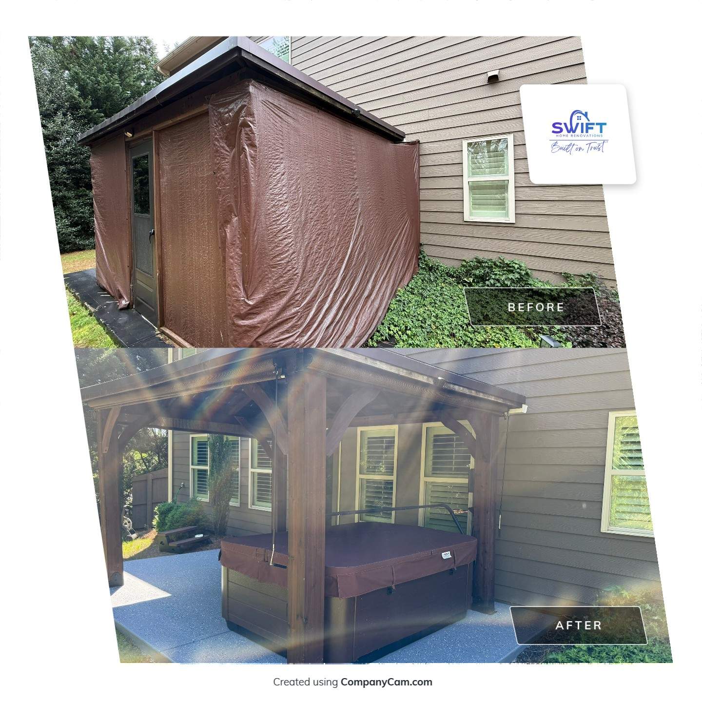 Backyard Pavilion Installation and Garage Door Upgrades in Powder Springs by Swift Home Renovations