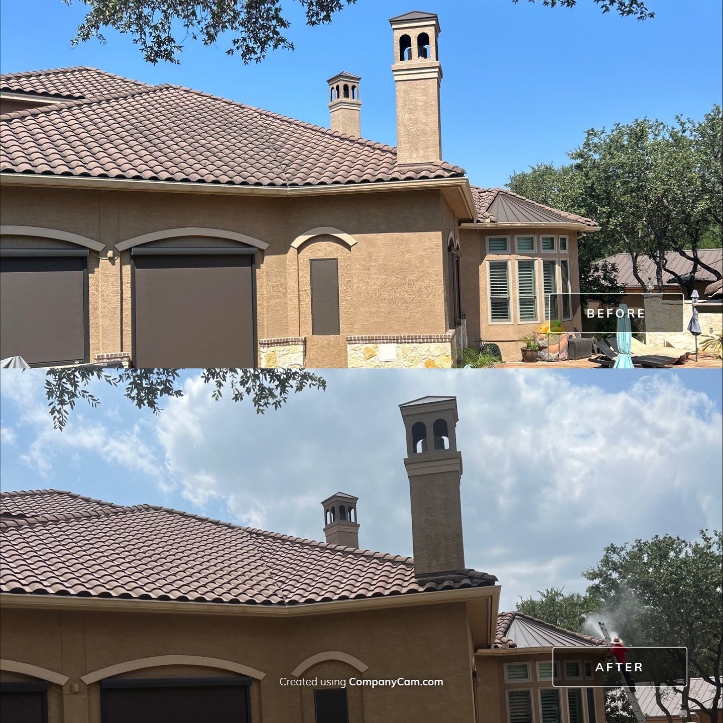 Tile Roof Washing Project in Garden Ridge by Bright Choice