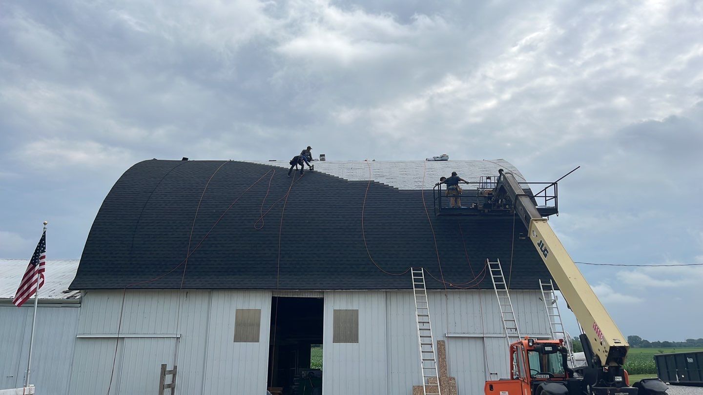 Barn Roofing Installation using GAF Timberline HDZ Charcoal by Nitro Roofing and Construction