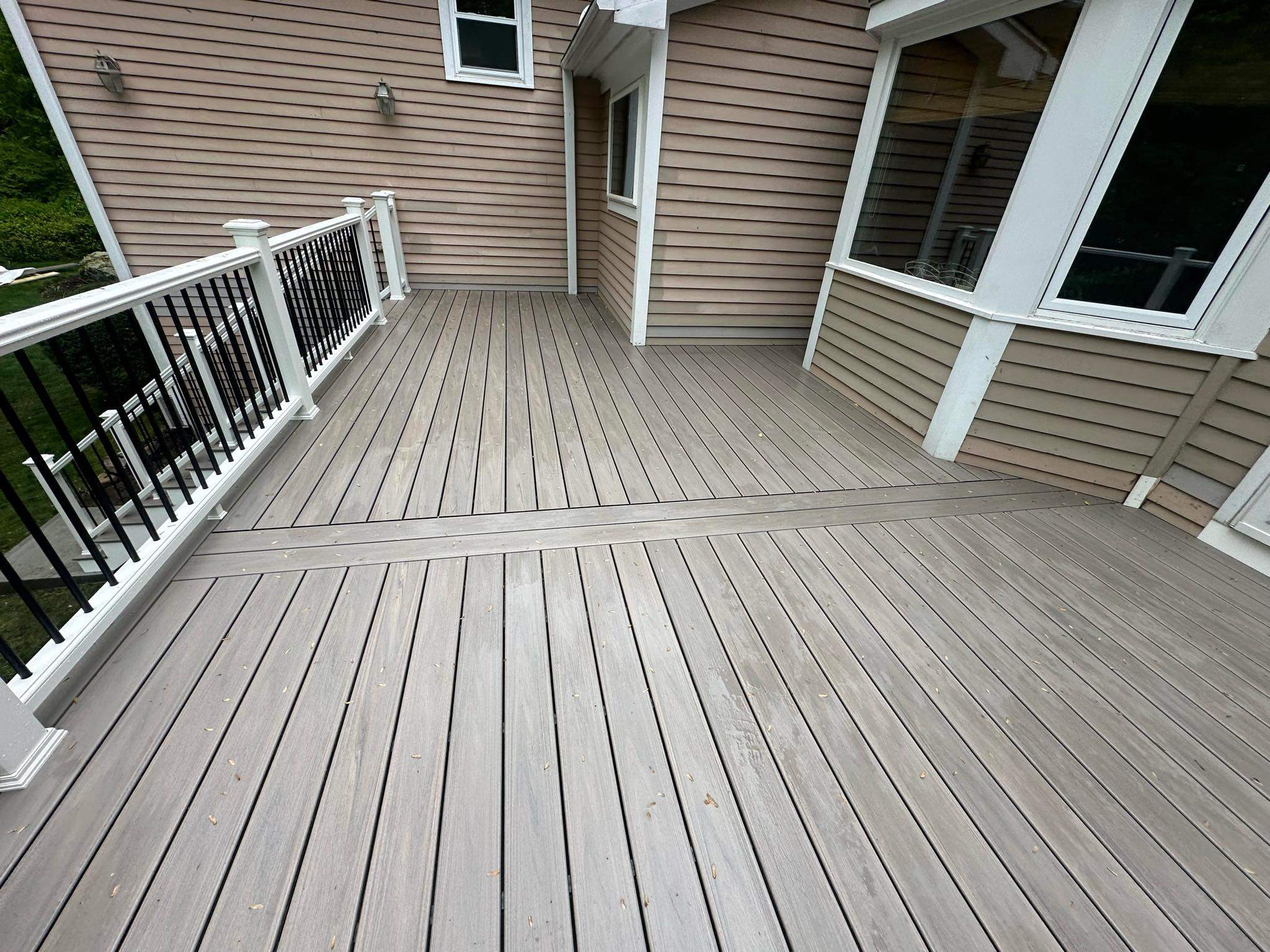Deck replacement Trex Lineage Biscayne, Trex transcend Railing White. by DiGiorgi Roofing and Siding Inc