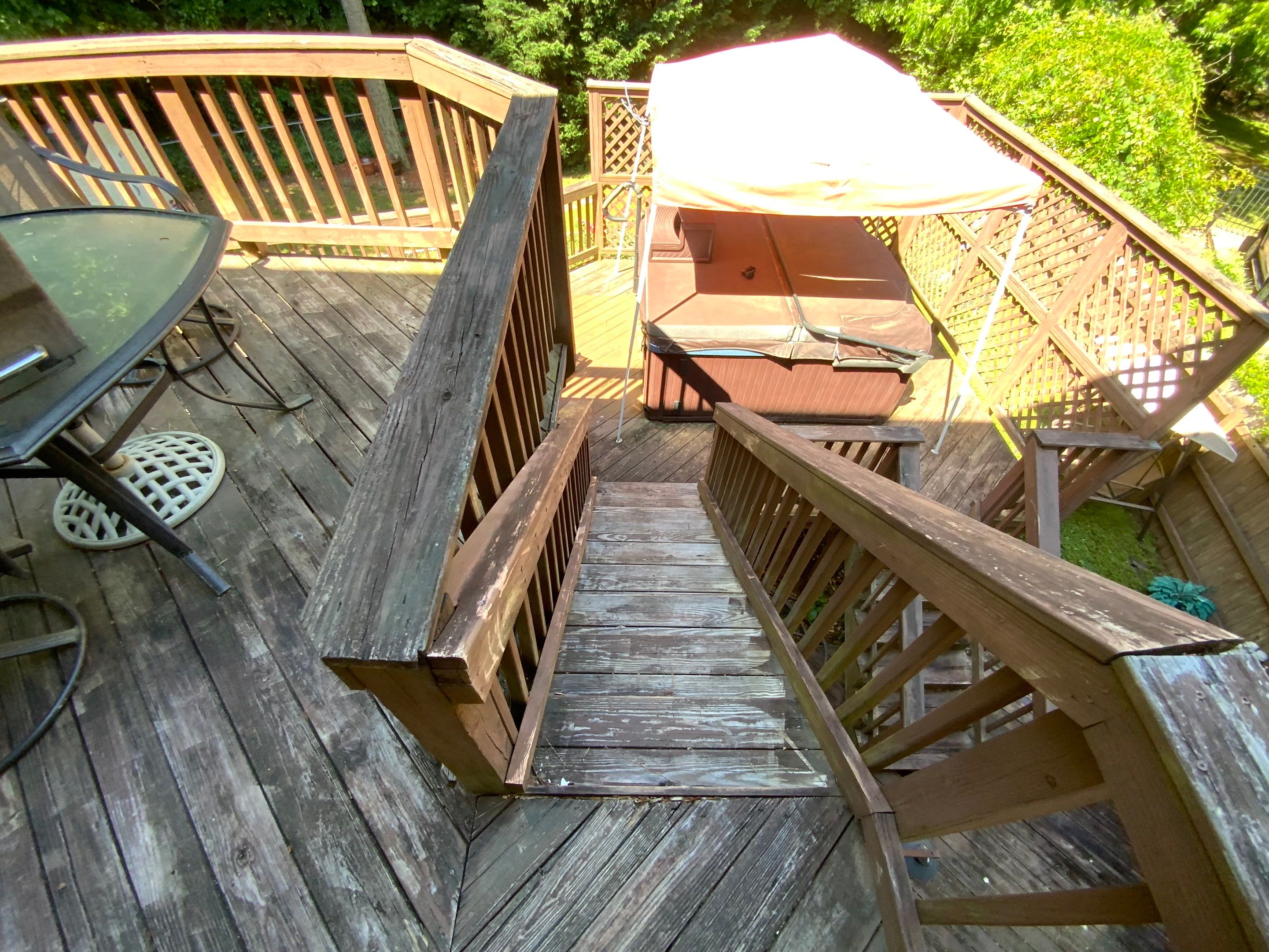 Multi-Level Wood Deck Repair and Staining in Tucker, Georgia by Swift Home Renovations