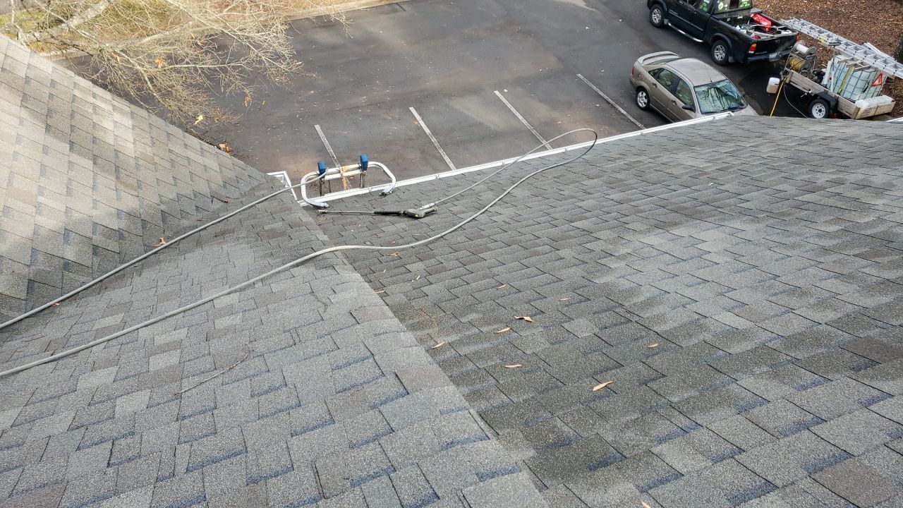 Gutter Cleaning using water by Power Wash Masters LLC