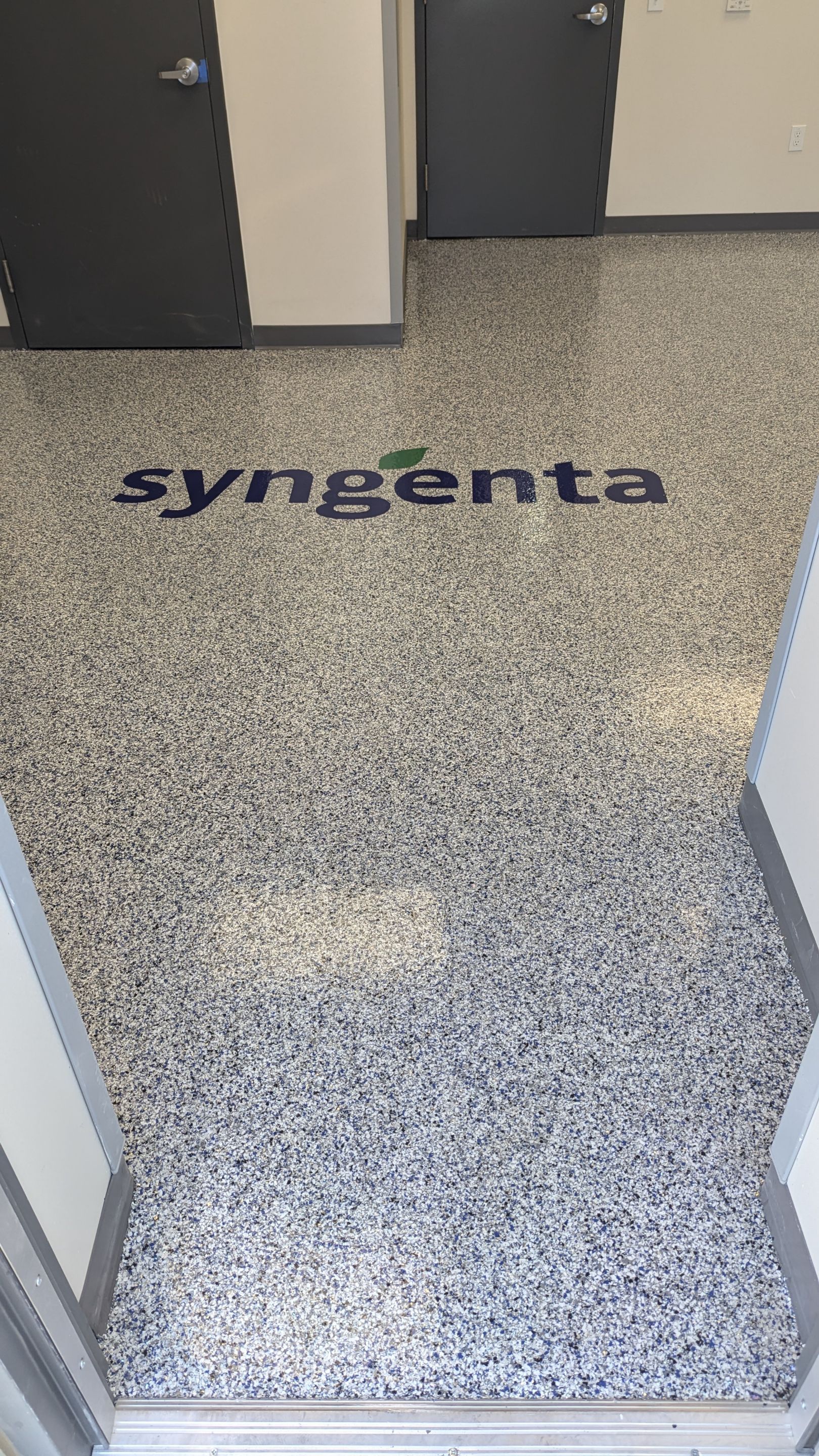 Commercial Floor Transformation using Aurora Accent W/Hypnotic Blue by Croc Coatings, LLC