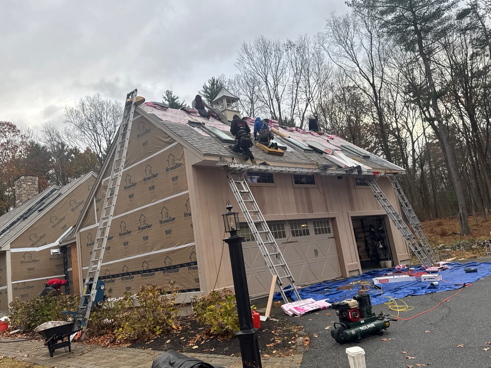 Complete House & Barn Roof with 13 Skylight Reflashing + EPDM Repairs by Mighty Dog Roofing of Greater Middlesex County