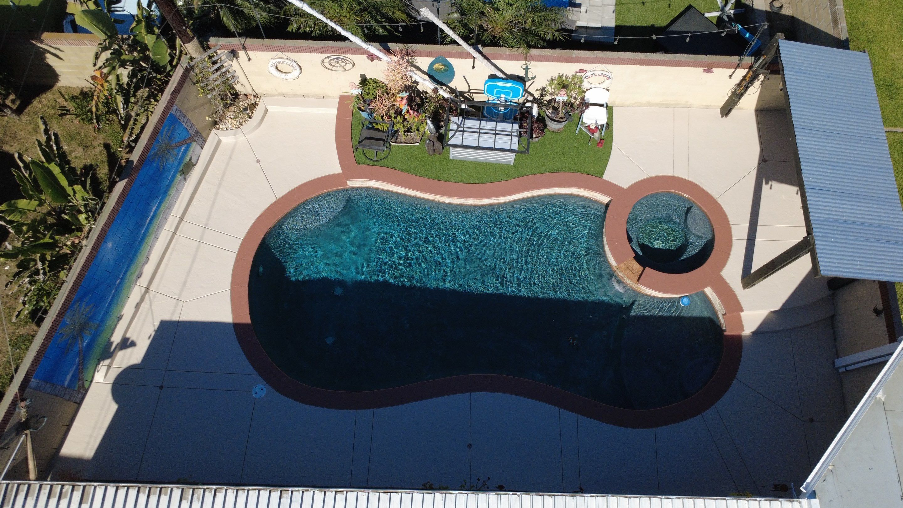 Sandblast & Staining Pool Deck by La Power Washing Inc
