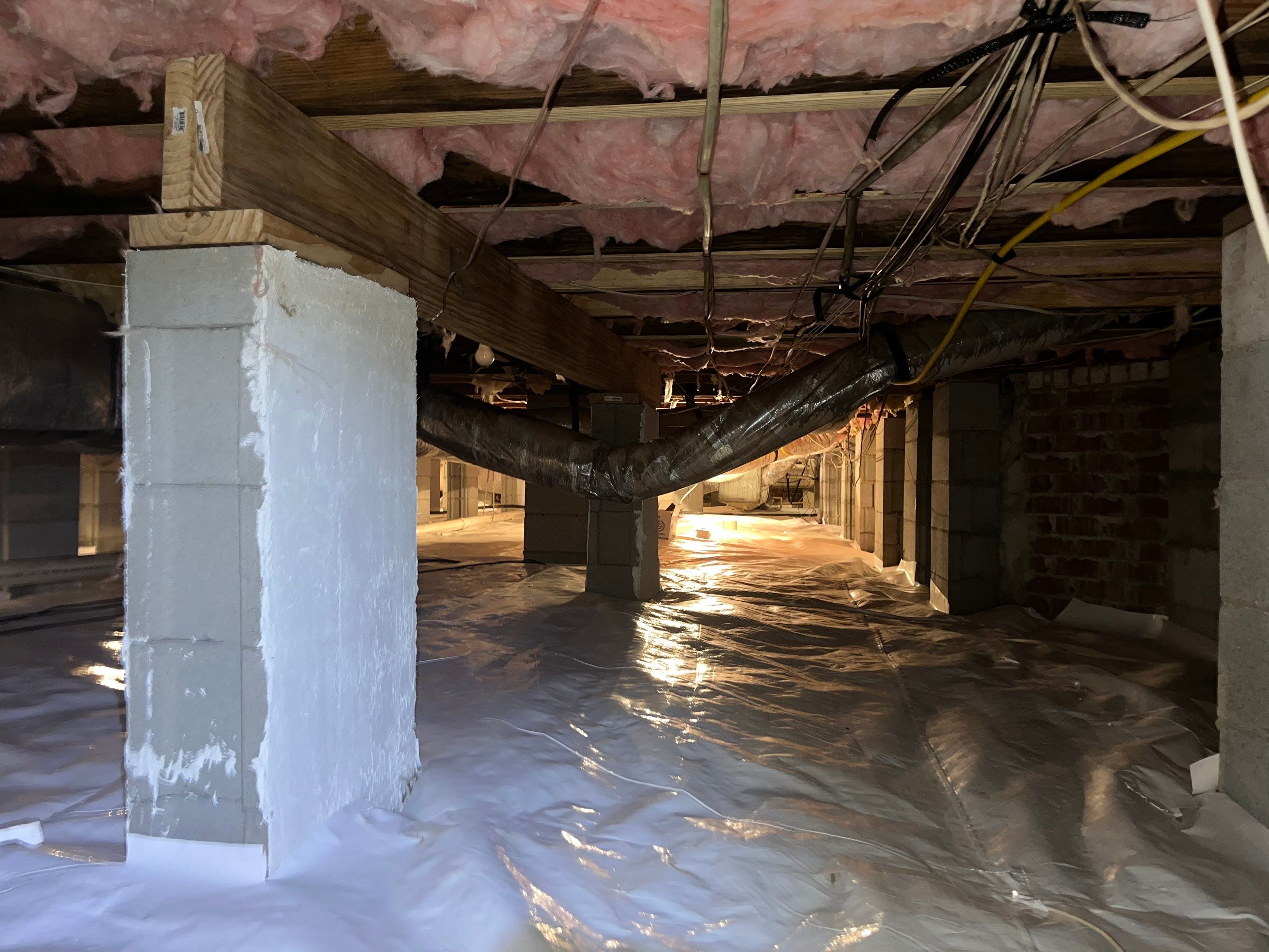 Dehumidifier and Moisture Barrier install with Structural repairs. by Impact Crawlspace