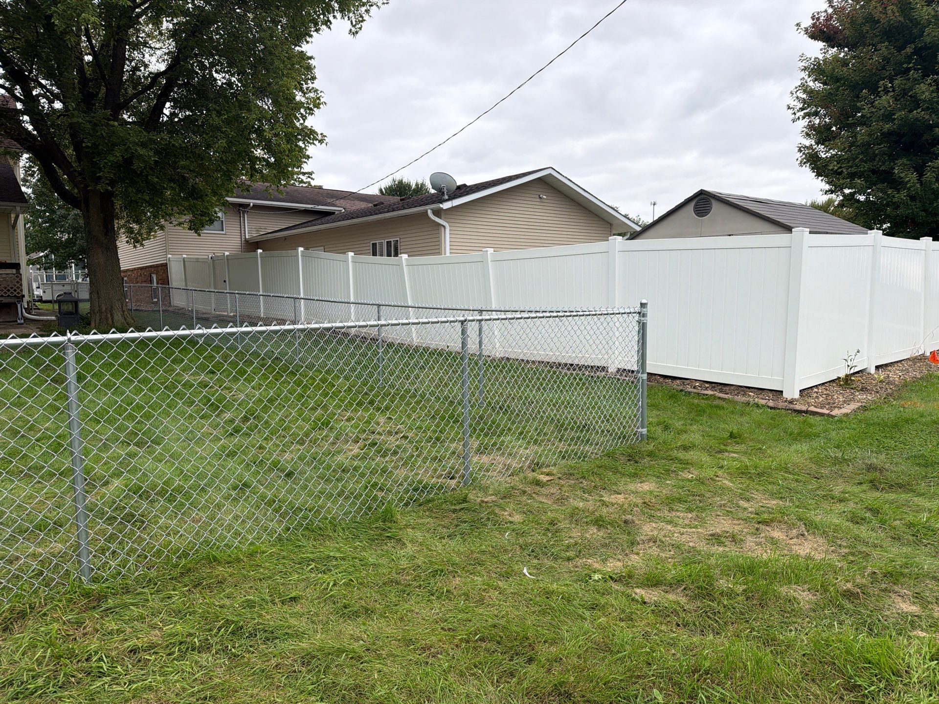 Tripoli Residential Galvanized Chain Link Fence with Double Gates by Perfect Picket Fence and Stain