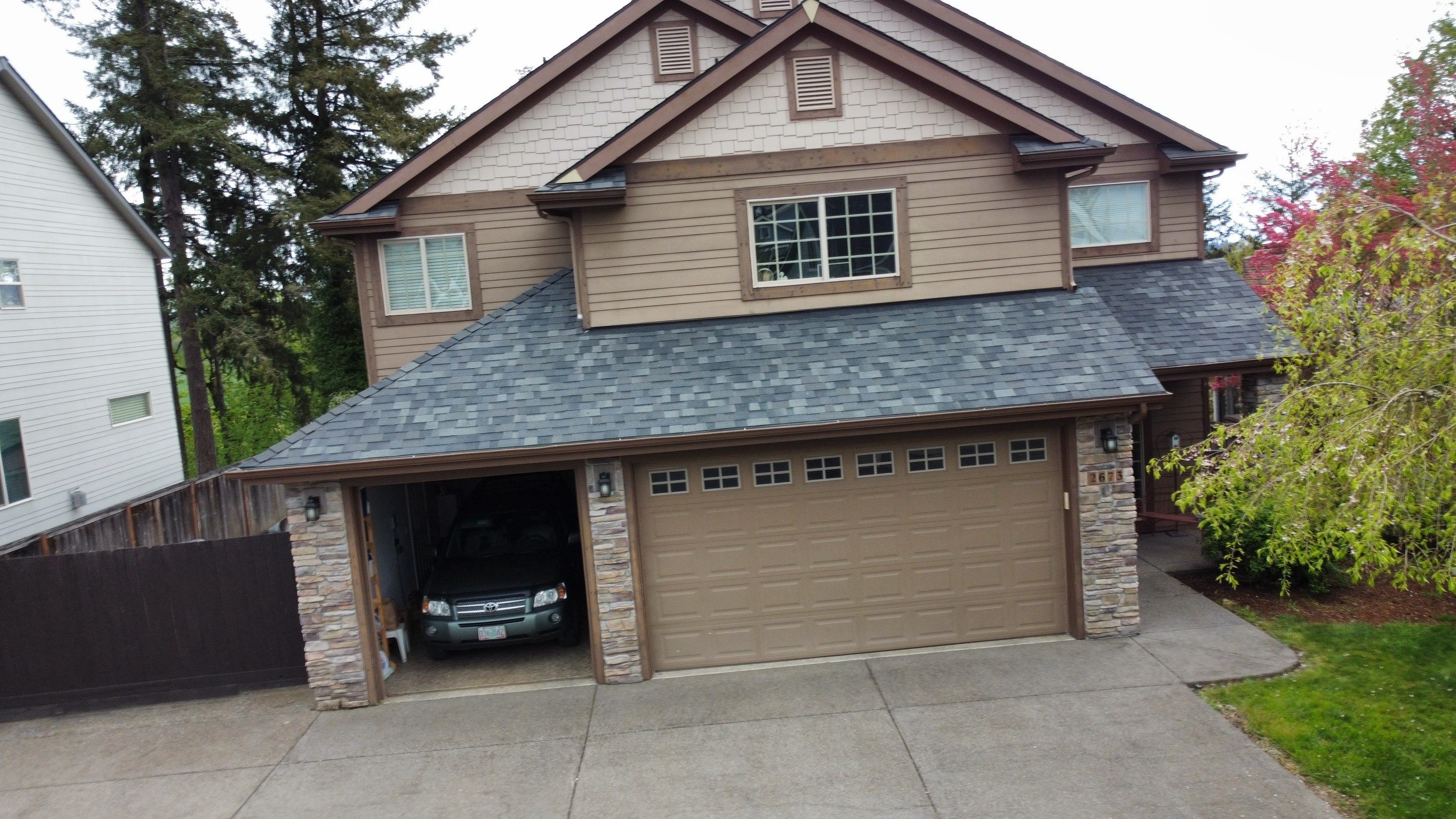 Residential Roofing Installation using Malarkey Vista AR Shingles (Color: Storm Grey) by Orezona Building & Roofing Company, Inc.