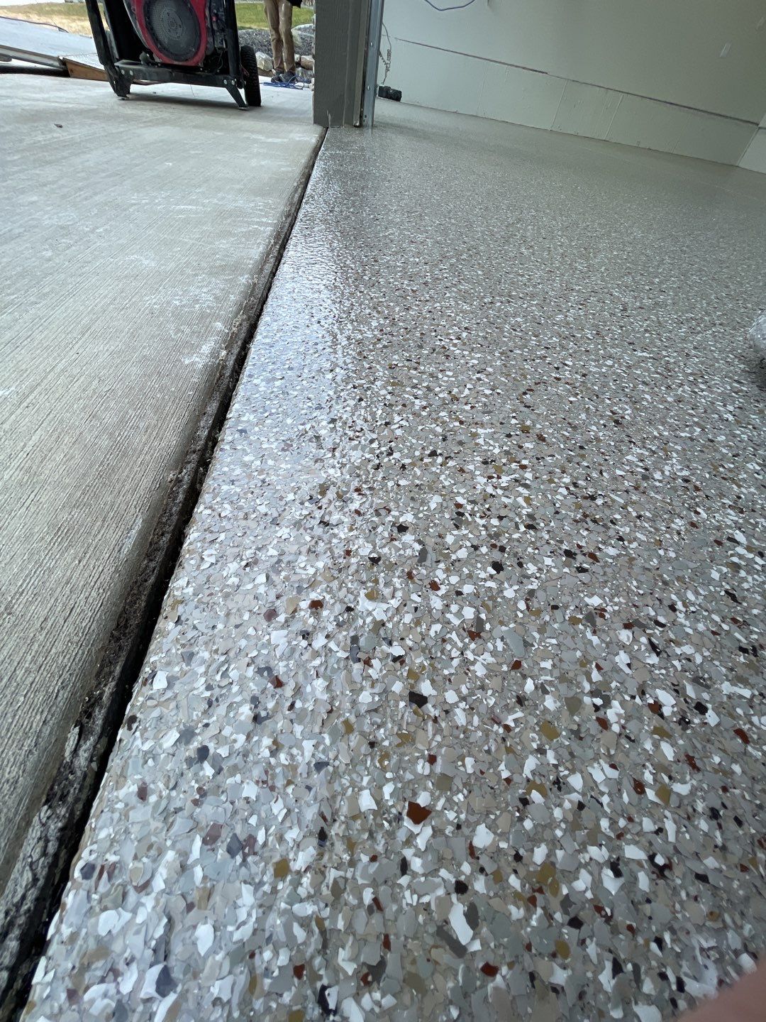 Garage Transformation using Pebble Beach by Croc Coatings, LLC