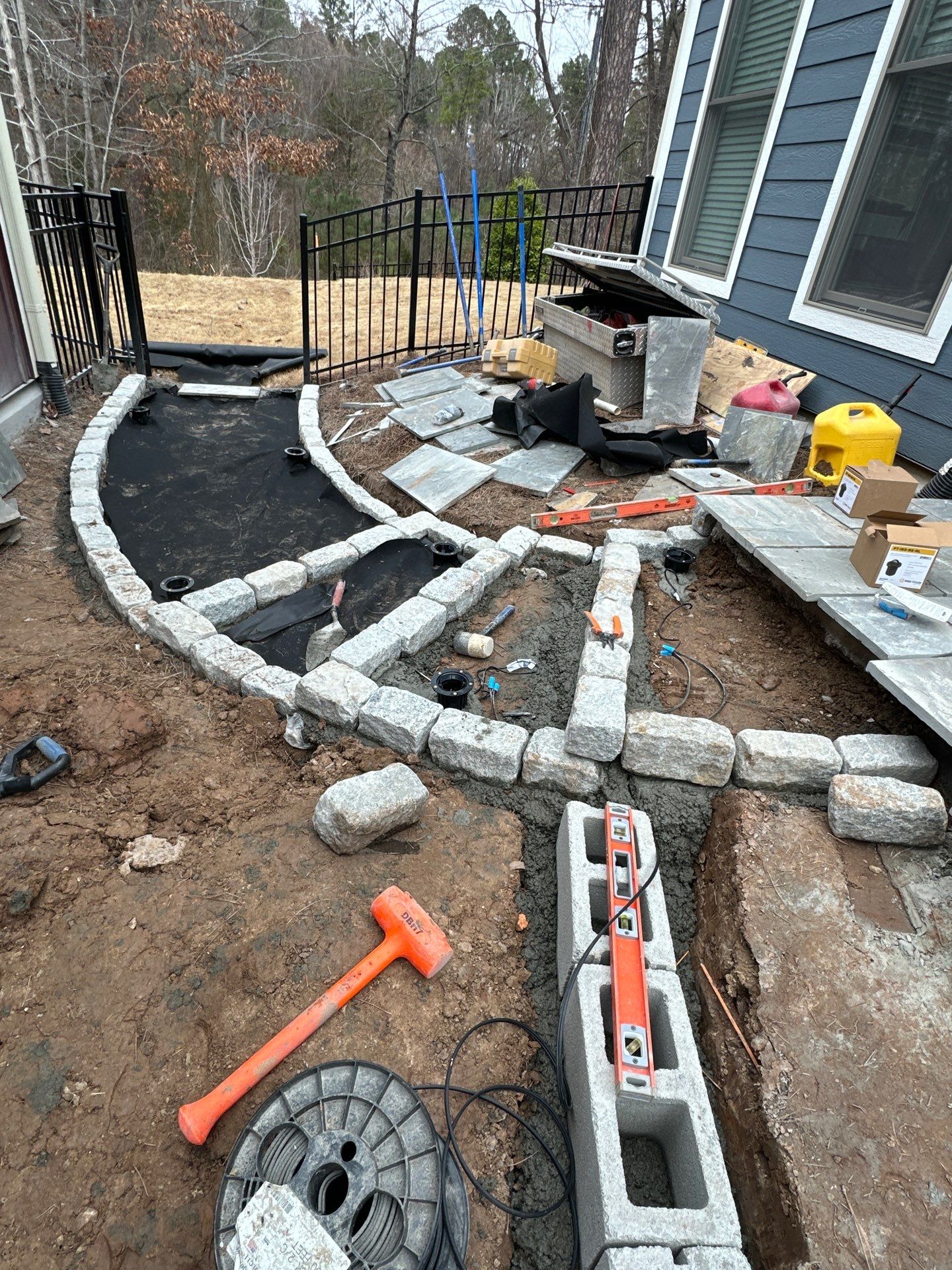 Hardscape lighting in Chapel Hill by Martinez Brother’s Nc Landscaping Inc