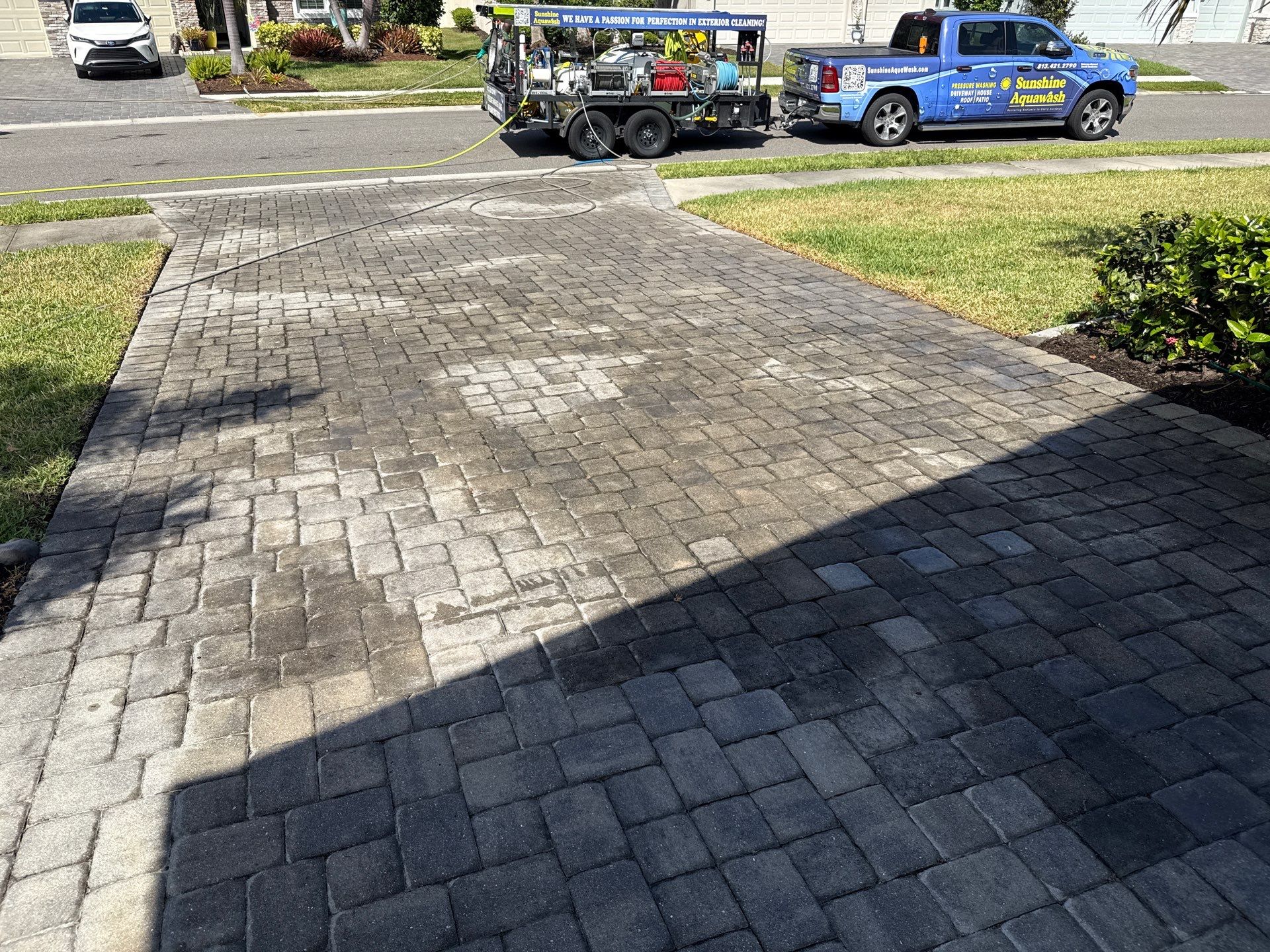 Paver Driveway & Concrete Cleaning | Trevesta Community | Palmetto, FL by Sunshine AquaWash