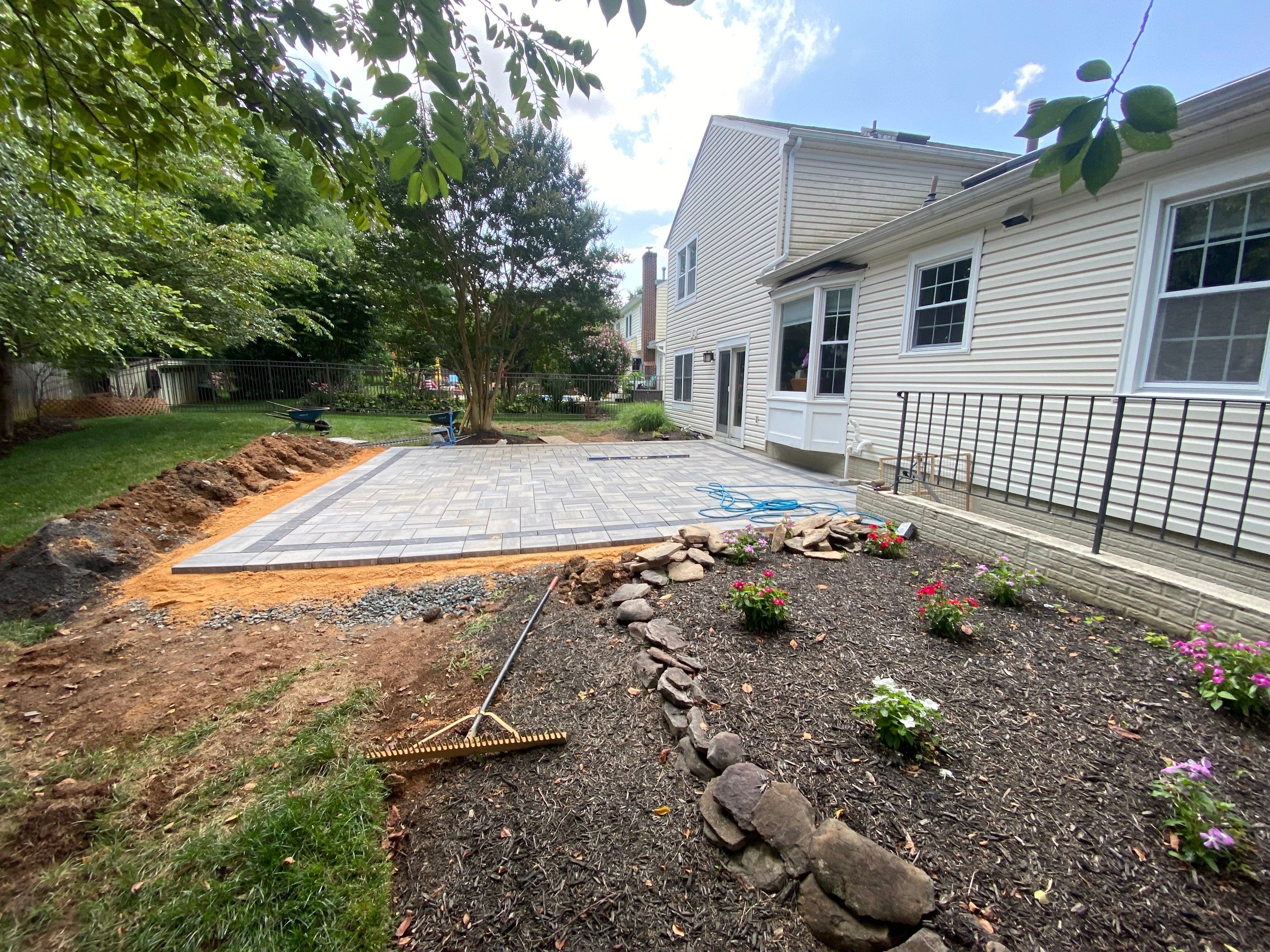Backyard Transformation using Techo-Bloc Pavers by The Smet Companies, LLC