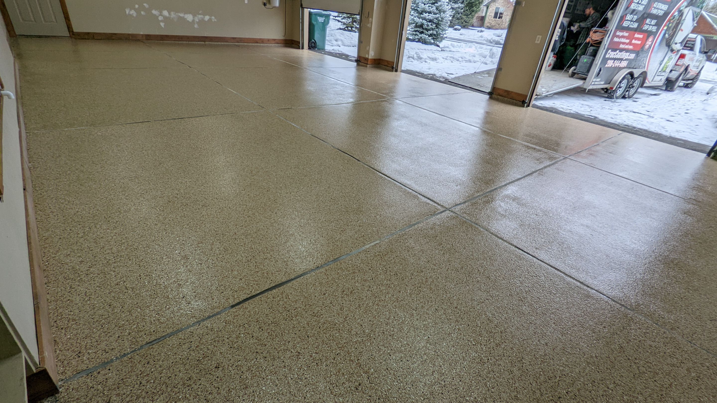 Garage Transformation using Sandstone by Croc Coatings, LLC