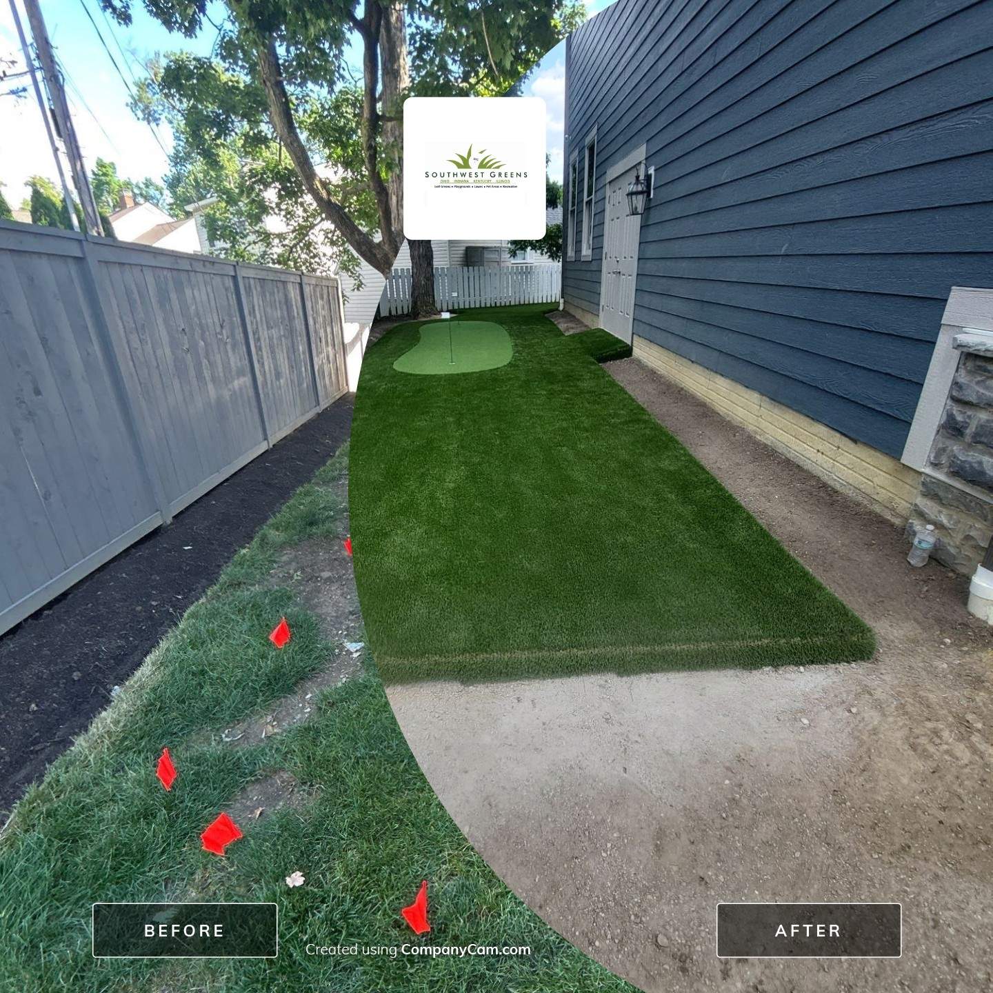 Custom Synthetic Lawn and Putting Green Installation in Upper Arlington by Southwest Greens Midwest