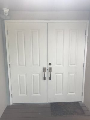 Four-Panel White Double Entry Door Installation in Hollywood