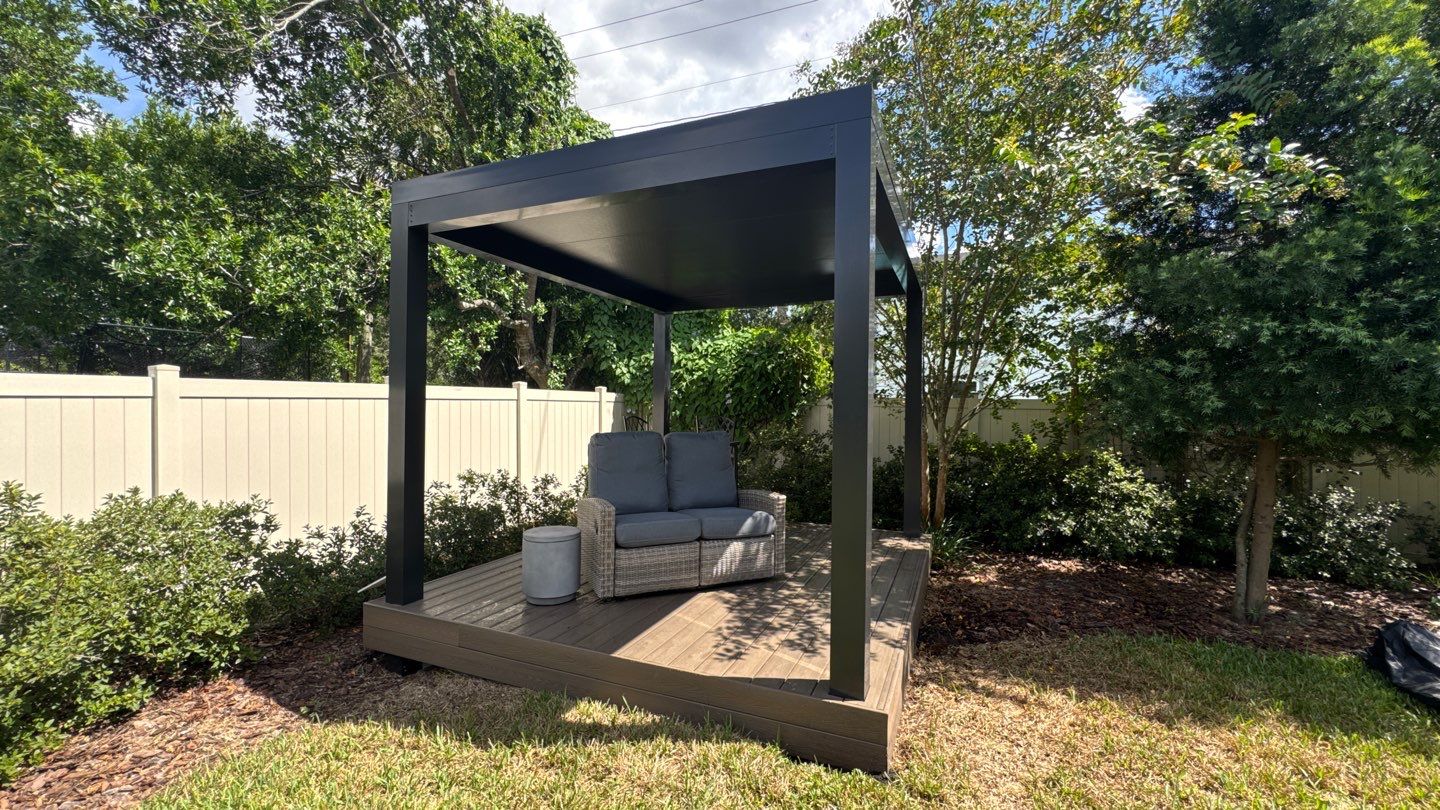 Custom Aluminum Pergola with Deckorators Composite Decking by Orlando pergolas