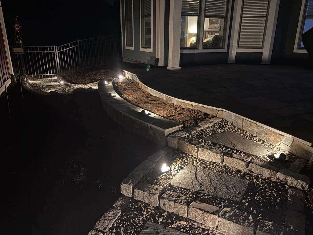 Hardscape lighting in Chapel Hill by Martinez Brother’s Nc Landscaping Inc