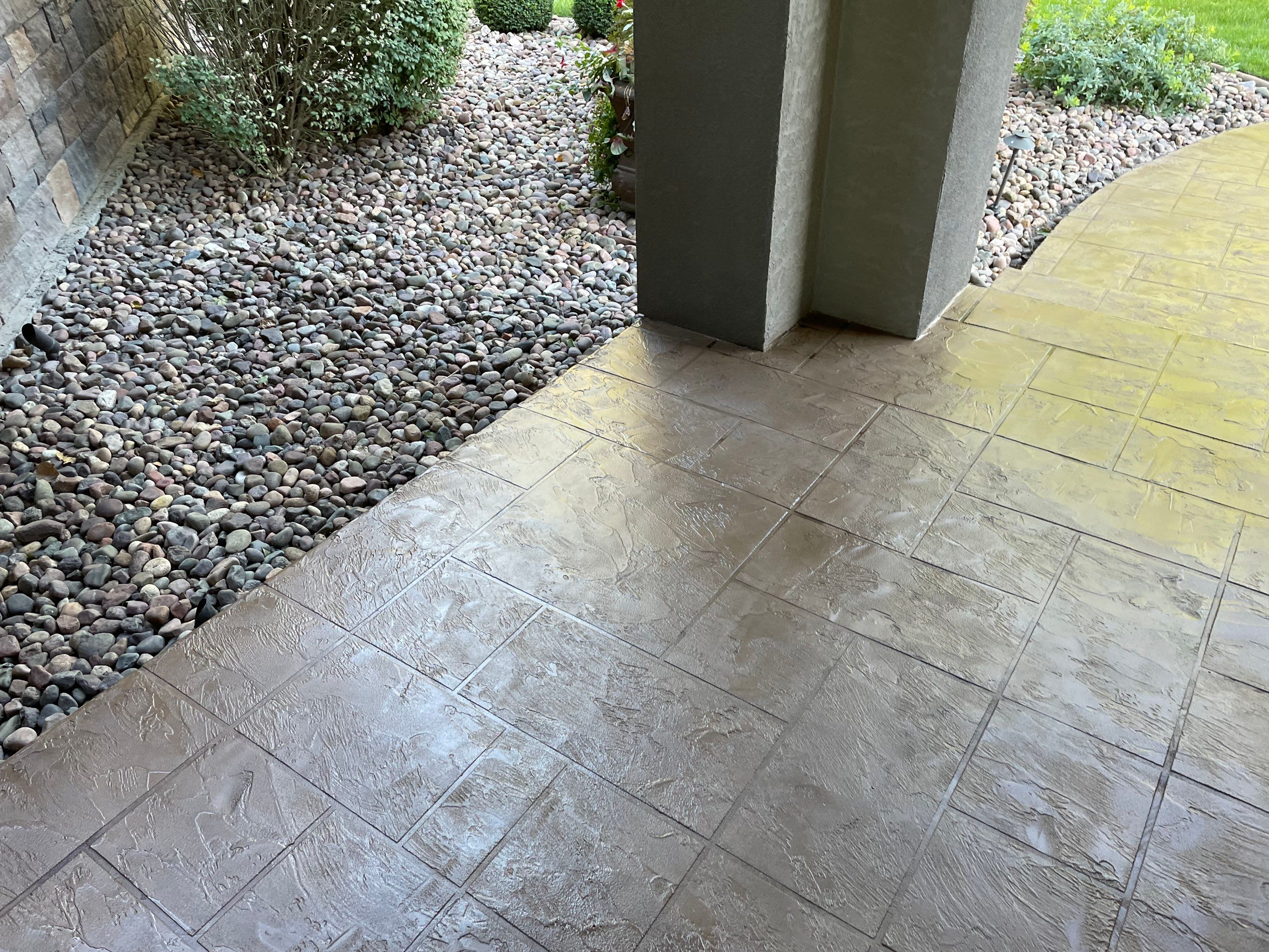 Lake Lotawana -- Front Walkway and Back Patio Tuscan Overlay by Big Red Decorative Concrete, LLC