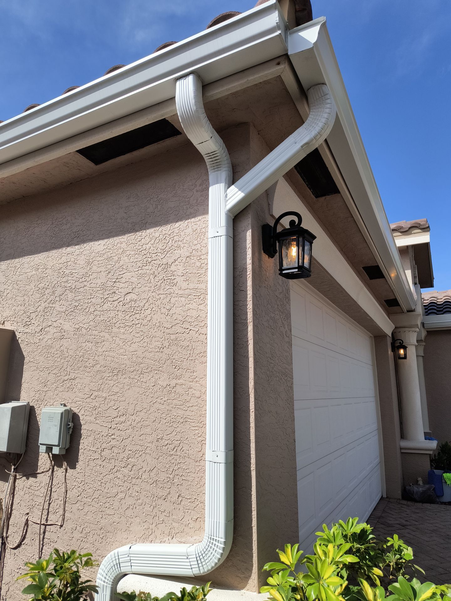 White Aluminum K-style Gutters 6'' K-style and Downspouts in Naples FL by Gutter Professors