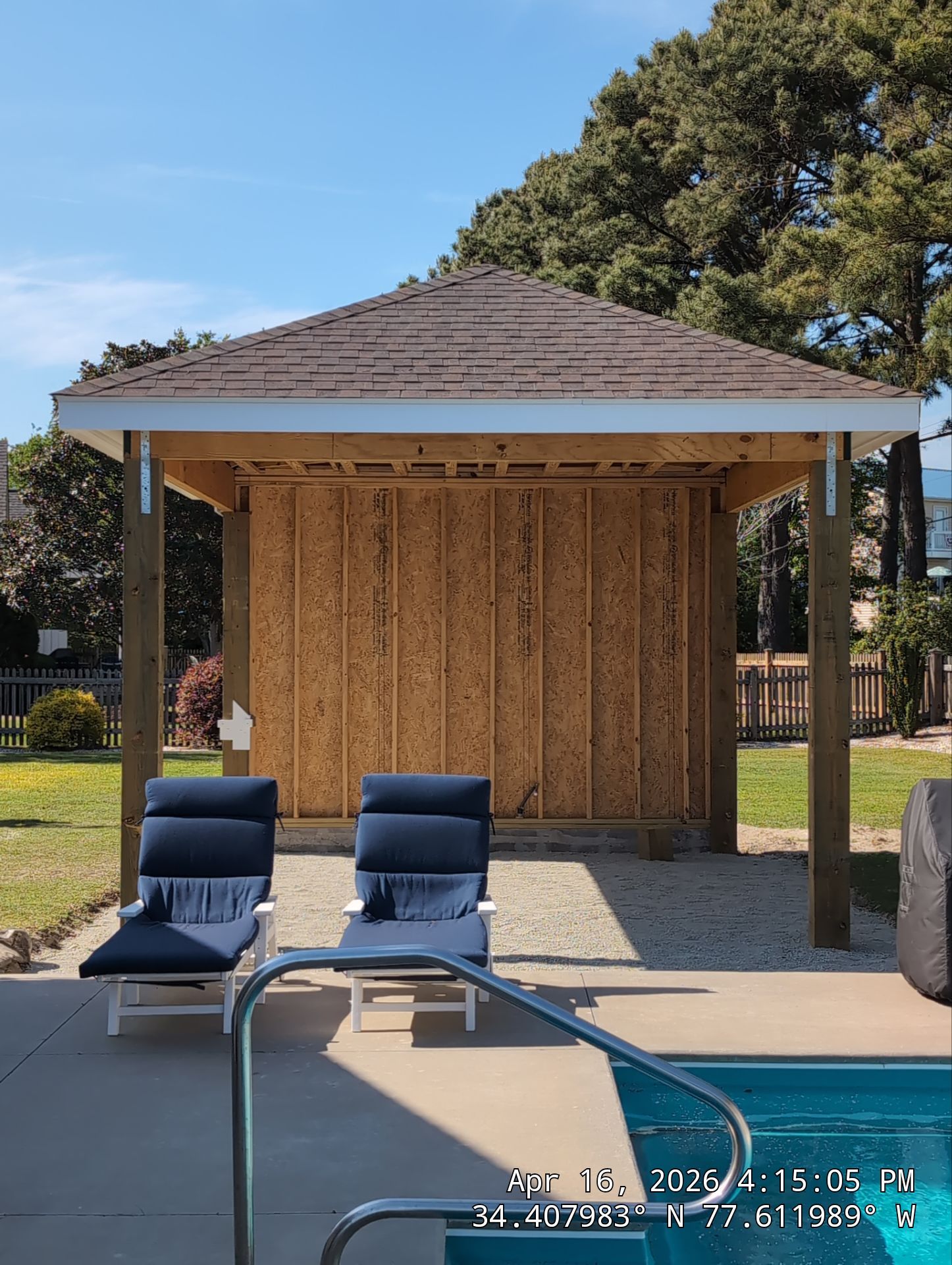 New Gazebo Build with Heather Blend Shingle Roof in Hampstead, NC by RGR Construction and Roofing, LLC