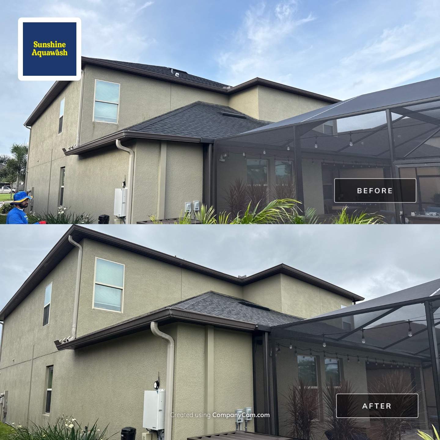 2-Story Asphalt Shingle Roof Cleaning & House Wash – Cypress Mill, Sun City Center, FL by Sunshine AquaWash